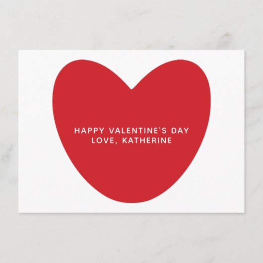 Eenvoudige schattige rode hart aangepaste Valentij Informatiekaartje (Voorkant)