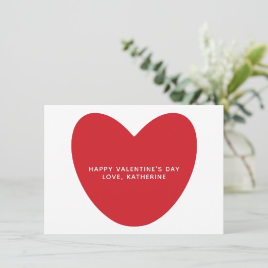 Eenvoudige schattige rode hart aangepaste Valentij Informatiekaartje (Staand voorkant)