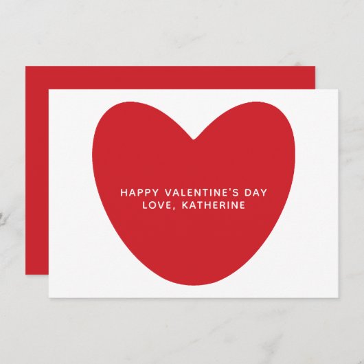 Eenvoudige schattige rode hart aangepaste Valentij Informatiekaartje (Voorkant / Achterkant)