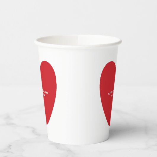 Eenvoudige schattige rode hart aangepaste Valentij Papieren Bekers (Links)