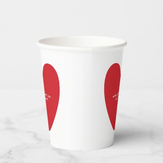 Eenvoudige schattige rode hart aangepaste Valentij Papieren Bekers (Rechts)