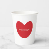 Eenvoudige schattige rode hart aangepaste Valentij Papieren Bekers (Achterkant)