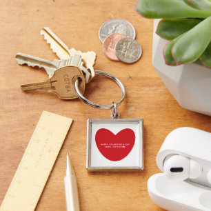 Eenvoudige schattige rode hart aangepaste Valentij Sleutelhanger
