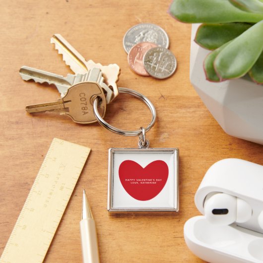 Eenvoudige schattige rode hart aangepaste Valentij Sleutelhanger (Bureau)