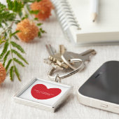 Eenvoudige schattige rode hart aangepaste Valentij Sleutelhanger (Zijkant)