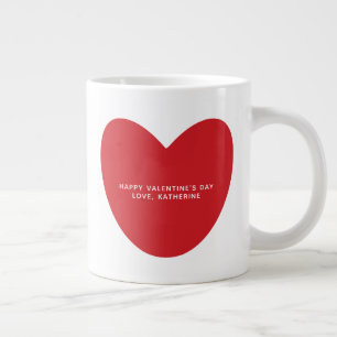 Eenvoudige schattige rode hart gepersonaliseerde V Grote Koffiekop