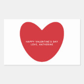 Eenvoudige schattige rode hart gepersonaliseerde V Rechthoekige Sticker (Voorkant)