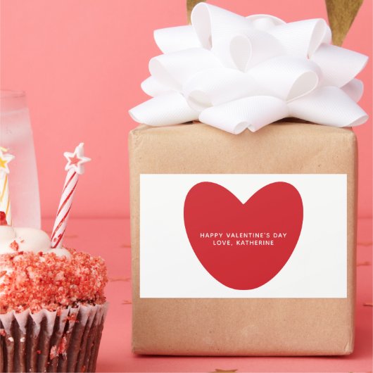 Eenvoudige schattige rode hart gepersonaliseerde V Rechthoekige Sticker (Feest)