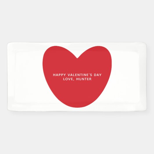 Eenvoudige schattige rode hart gepersonaliseerde V Spandoek (Horizontaal)
