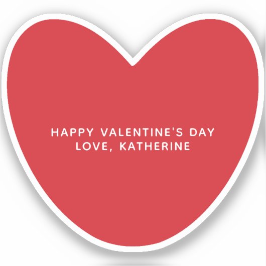 Eenvoudige schattige rode hart gepersonaliseerde V Sticker (Voorkant)