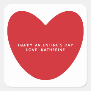 Eenvoudige schattige rode hart gepersonaliseerde V Vierkante Sticker