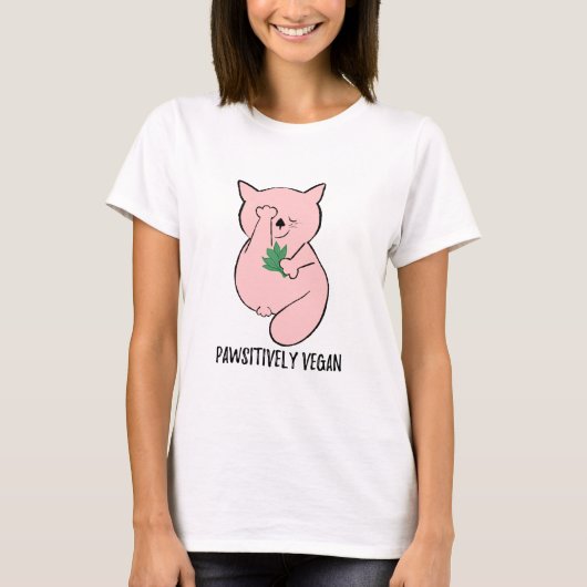 Eenvoudige schattige vegetarische grappige kat t-shirt (Voorkant)