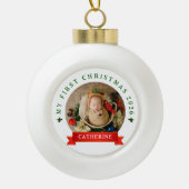 Eenvoudige Schattigee Baby's Eerste Kerst Custom N Keramische Bal Ornament (Voorkant)