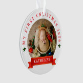Eenvoudige Schattigee Baby's Eerste Kerst Custom N Ornament (voorkant)