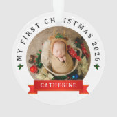 Eenvoudige Schattigee Baby's Eerste Kerst Custom N Ornament (achterkant)