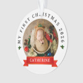 Eenvoudige Schattigee Baby's Eerste Kerst Custom N Ornament (voorkant)
