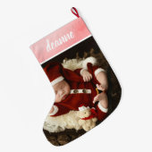 Eenvoudige Schattigee Baby's Eerste Kerstmis 1 Fot Grote Kerstsok (Achterkant (Hangend))