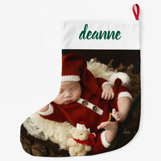 Eenvoudige Schattigee Baby's Eerste Kerstmis 1 Fot Grote Kerstsok (Achterkant)