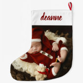 Eenvoudige Schattigee Baby's Eerste Kerstmis 1 Fot Grote Kerstsok (Achterkant)