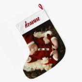 Eenvoudige Schattigee Baby's Eerste Kerstmis 1 Fot Grote Kerstsok (Achterkant (Hangend))