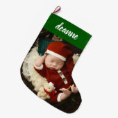 Eenvoudige Schattigee Baby's Eerste Kerstmis 1 Fot Grote Kerstsok (Voorkant (Hangend))