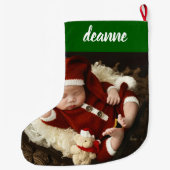 Eenvoudige Schattigee Baby's Eerste Kerstmis 1 Fot Grote Kerstsok (Achterkant)