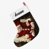 Eenvoudige Schattigee Baby's Eerste Kerstmis 1 Fot Grote Kerstsok (Achterkant (Hangend))