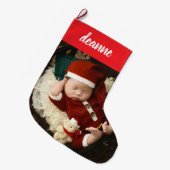 Eenvoudige Schattigee Baby's Eerste Kerstmis 1 Fot Grote Kerstsok (Voorkant (Hangend))