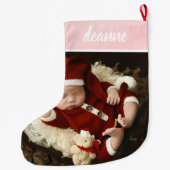 Eenvoudige Schattigee Baby's Eerste Kerstmis 1 Fot Grote Kerstsok (Achterkant)