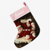 Eenvoudige Schattigee Baby's Eerste Kerstmis 1 Fot Grote Kerstsok (Achterkant (Hangend))