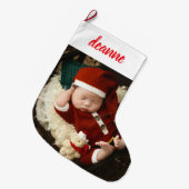 Eenvoudige Schattigee Baby's Eerste Kerstmis 1 Fot Grote Kerstsok (Voorkant (Hangend))