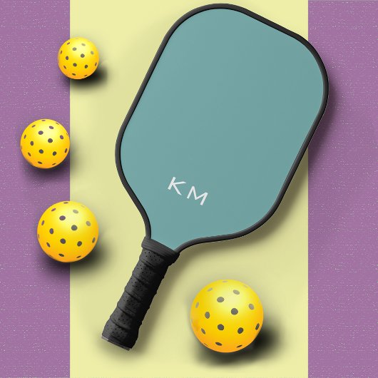 Eenvoudige Schattigee Blauwe Monogram Initialen Pickleball Paddle