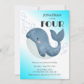 Eenvoudige Schattigee blauwe walvis bubble verjaar Kaart (Voorkant)