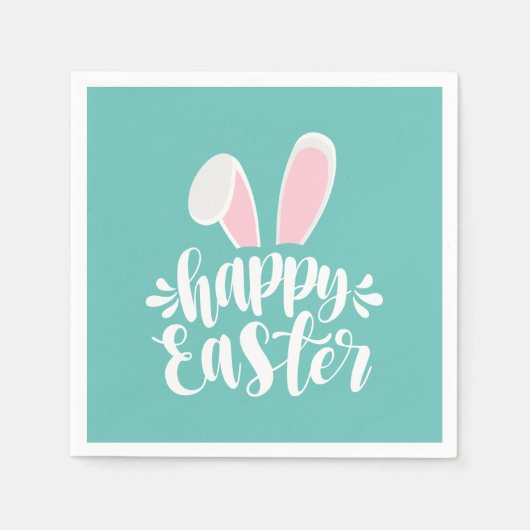 Eenvoudige Schattigee Bunny Ears Happy Easter | Pa Servet (Voorkant)