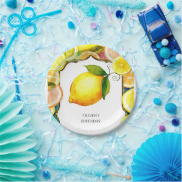 Eenvoudige Schattigee citroen Verjaardag Papieren Bordje