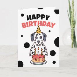 Eenvoudige Schattigee Dalmatische en Cake Verjaard Kaart