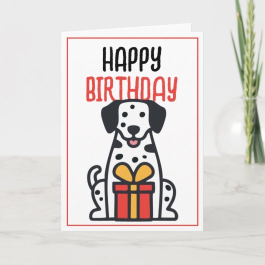 Eenvoudige Schattigee Dalmatische Hond met Gift Bo Kaart (Voorkant)