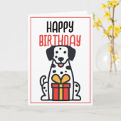 Eenvoudige Schattigee Dalmatische Hond met Gift Bo Kaart (Gele Bloem)