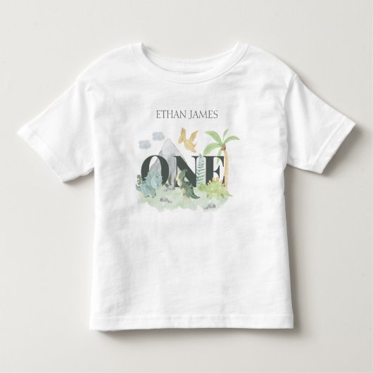 Eenvoudige Schattigee Dinosaurus 1e Verjaardags Jo Kinder Shirts (Voorkant)