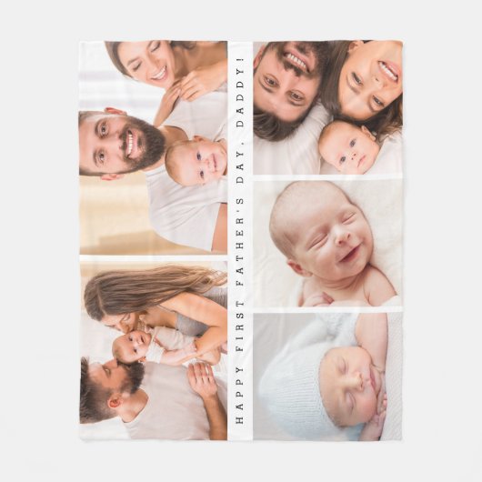 Eenvoudige Schattigee eerste vaderdag daddy foto c Fleece Deken (Voorkant)