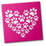 Eenvoudige Schattigee hart poot print Tegeltje<br><div class="desc">Je kunt zelfs de achtergrondkleur veranderen! Dit schattige pootprint ontwerp met zijn felroze achtergrond en witte pootafdrukken die een hartvorm vormen, is een veelzijdige en charmante toevoeging voor dierenliefhebbers in verschillende settings. Perfect voor het uiten van liefde voor harige vrienden, deze print kan naadloos overgaan in tal van toepassingen. Of...</div>