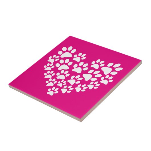 Eenvoudige Schattigee hart poot print Tegeltje (Zijkant)