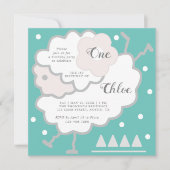 Eenvoudige Schattigee Jumping Lamb Cyaan & Wit 1e  Kaart (Voorkant)