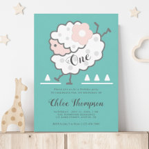 Eenvoudige Schattigee Jumping Lamb Cyaan & Wit 1e 