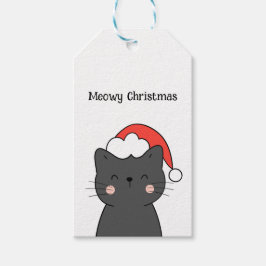 Eenvoudige Schattigee kat Meowy Christmas Cadeaulabel
