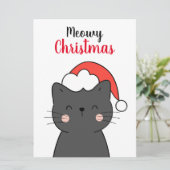 Eenvoudige Schattigee kat Meowy Christmas Feestdagenkaart (Staand voorkant)