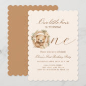 Eenvoudige Schattigee Kinder Little Beer 1e Verjaa Kaart (Voorkant / Achterkant)