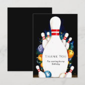 Eenvoudige Schattigee Kinderen Bowling Verjaardag Bedankkaart (Voorkant / Achterkant)