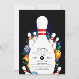 Eenvoudige Schattigee Kinderen Bowling Verjaardag Kaart