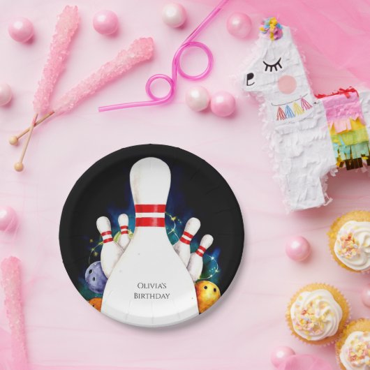 Eenvoudige Schattigee Kinderen Bowling Verjaardag Papieren Bordje (Feest)